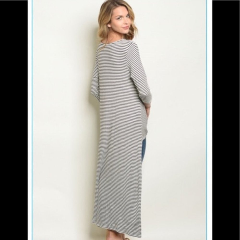 Annabelle Hi-Low Knot Maxi Tunic - Perfect Stripes - Picture 4 of 5